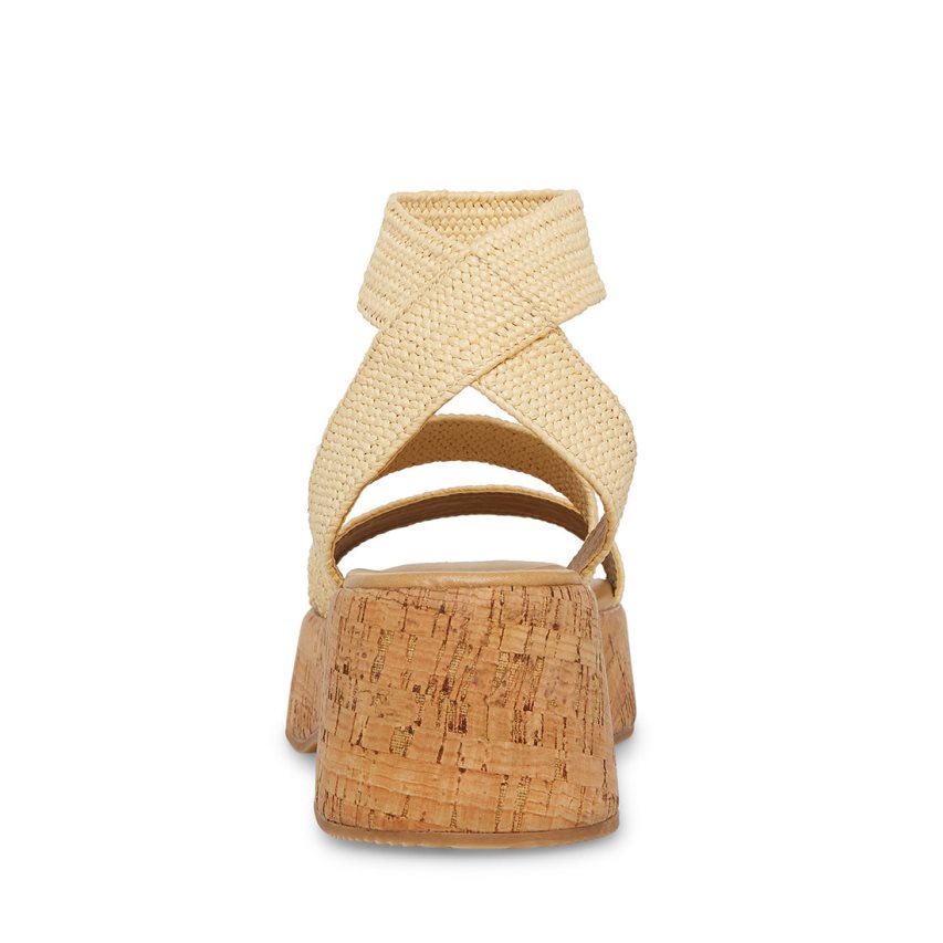 Sandalias de Plataforma Steve Madden Sashes Raffia Mujer Beige | ES TI4E63